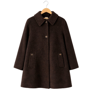 Katherine Kelly Wool Alpaca Collared Button Front Long Coat Brown Size 12